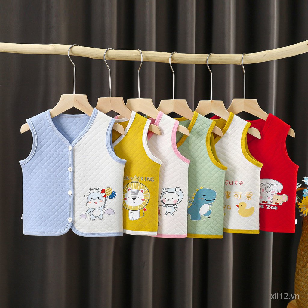 Spot children's vest pure cotton boys' cardigan spring and autumn baby warm waistcoat girls' baby vest Korean style children's clothing VITJ