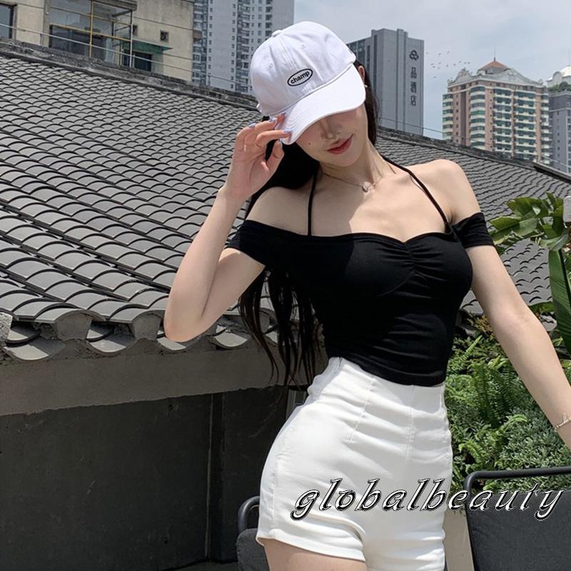 Áo Croptop Ngắn Tay Màu Sắc Đơn Giản Thời Trang Mùa Hè Cho Nữ