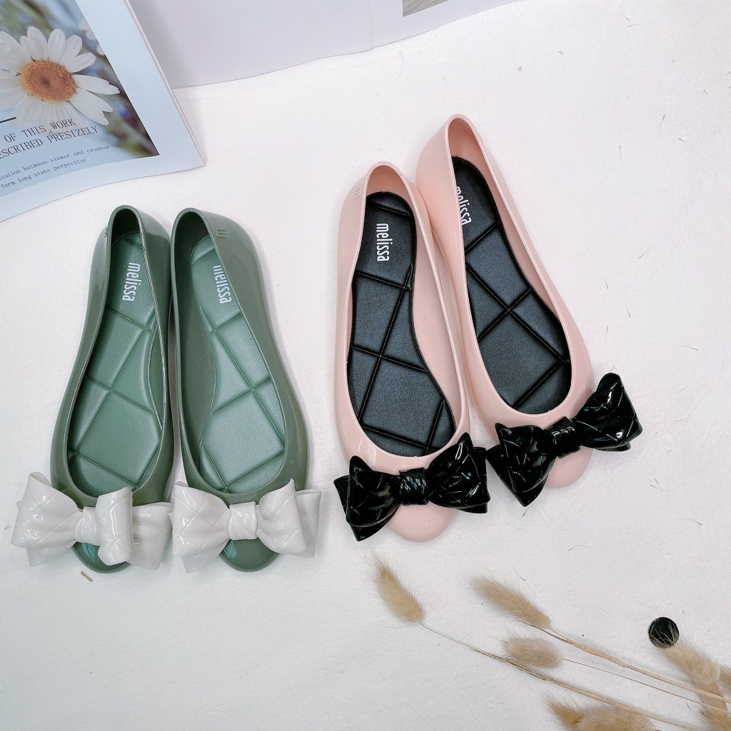 Hàng Mới Về  Giày Búp Bê Mũi Tròn Đế Bằng Đính Nơ To Phong Cách Hàn Quốc Ngọt Ngào meilissa Melissa