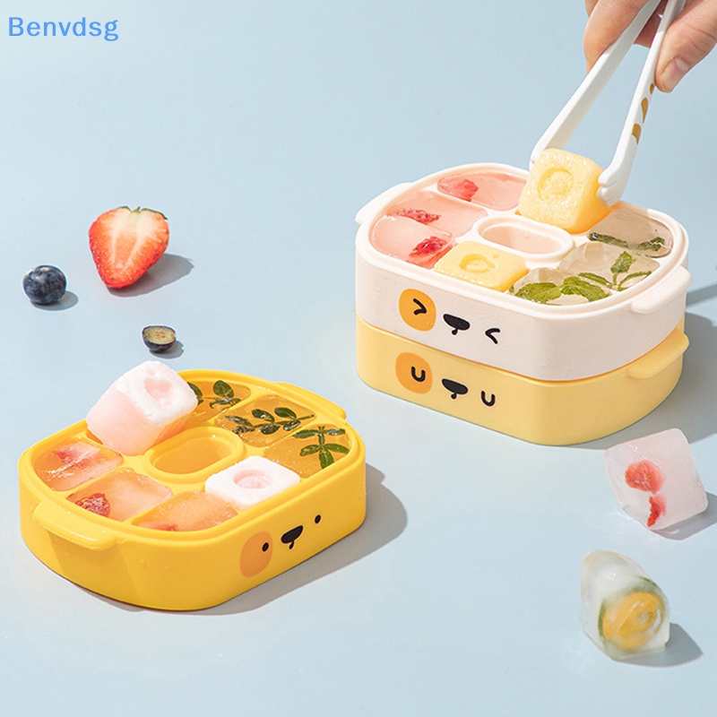 Khay Làm Đá Viên Bằng Silicon Họa Tiết Hoạt Hình Có Nắp Đậy Tiện Dụng
