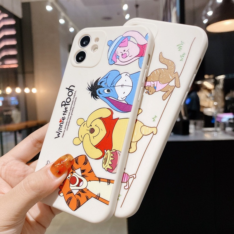 Hoạt Hình Ốp Điện Thoại Silicon Viền Vuông Hình winnie the pooh Cho iphone 15 pro max 11 12 13 14 pro max 7 8 plus x xr xs max