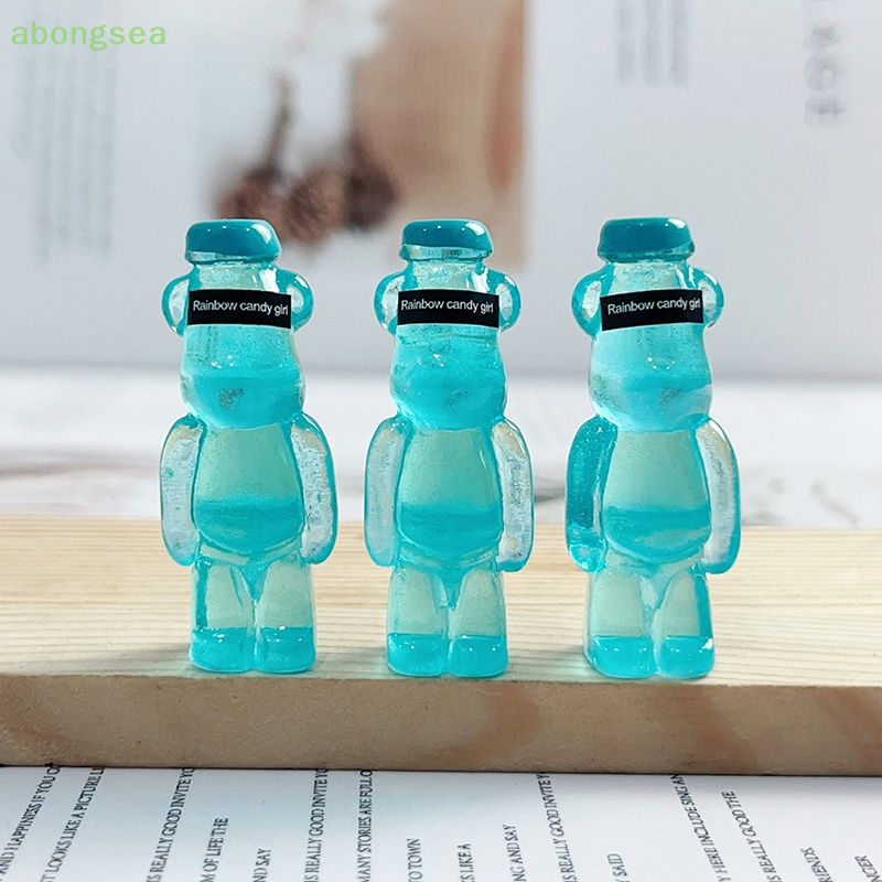Abongsea Set 5 Phụ Kiện Trang Trí Điện Thoại Hình Gấu Dạ Quang Bằng Nhựa Resin DIY
