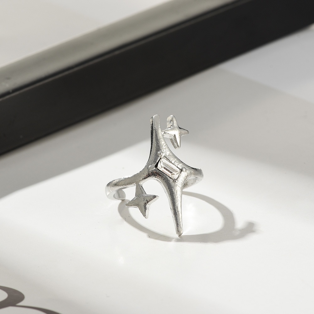 Nhẫn Hở Đính Đá Zircon Hình Ngôi Sao Đơn Giản Thời Trang Cho Cặp Đôi