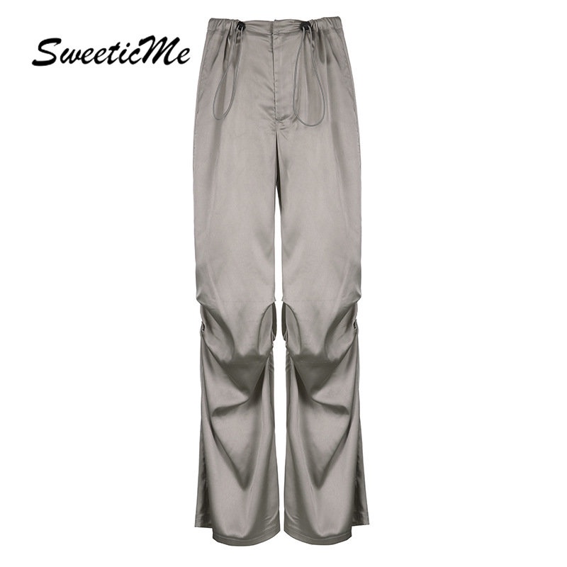 Quần Dài Lưng Vừa Màu Trơn Thời Trang Đường Phố 2023 Cho Nữ