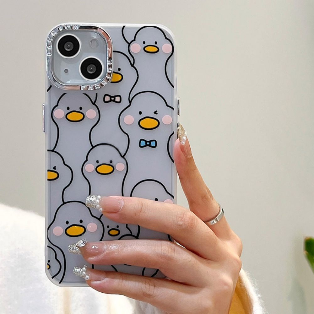 Ốp Điện Thoại TPU Mềm Chống Dấu Vân Tay Chống Rơi In Hình Vịt Vàng Cho IPhone 11 14 13 12 Pro Max XR X 7 8 Plus