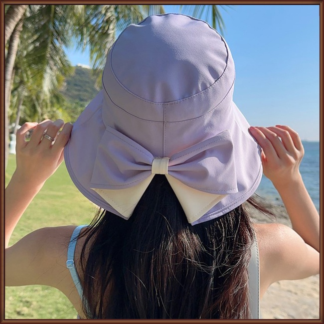 Nón Tai Bèo Vành Rộng Chống Nắng Đính Nơ Dễ Thương Thời Trang Mùa Hè Cho Nữ