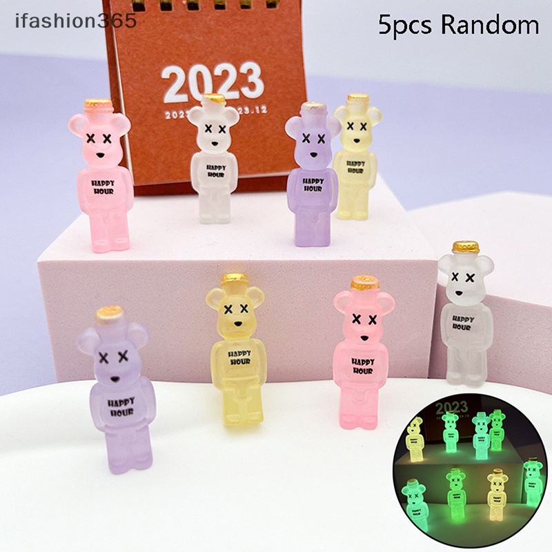 [ifashion365] 5 Bình Nhỏ Hình Gấu Dạ Quang Trang Trí Nhà Búp Bê / Sân Vườn DIY