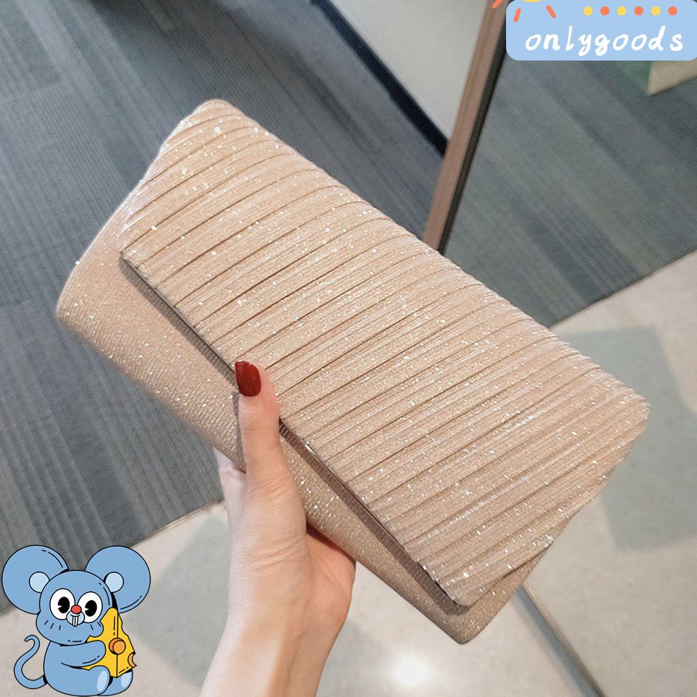 Ví Cầm Tay Bằng Satin Đính Kim Sa Lấp Lánh Dành Cho Bạn Nữ