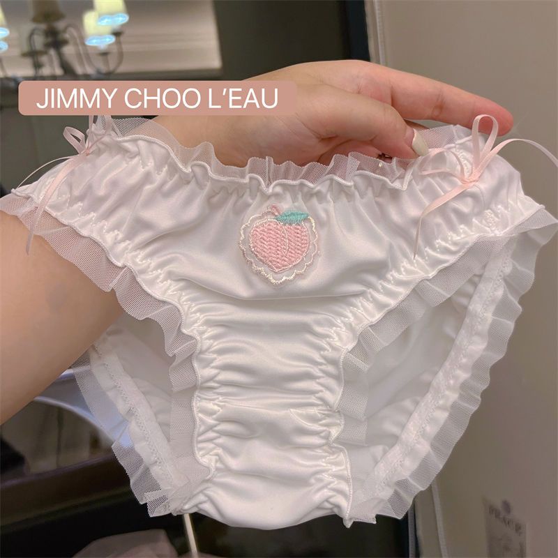 Quần Lót Cotton Phối Ren Đính Nơ Thêu Họa Tiết Phong Cách Lolita Cho Nữ