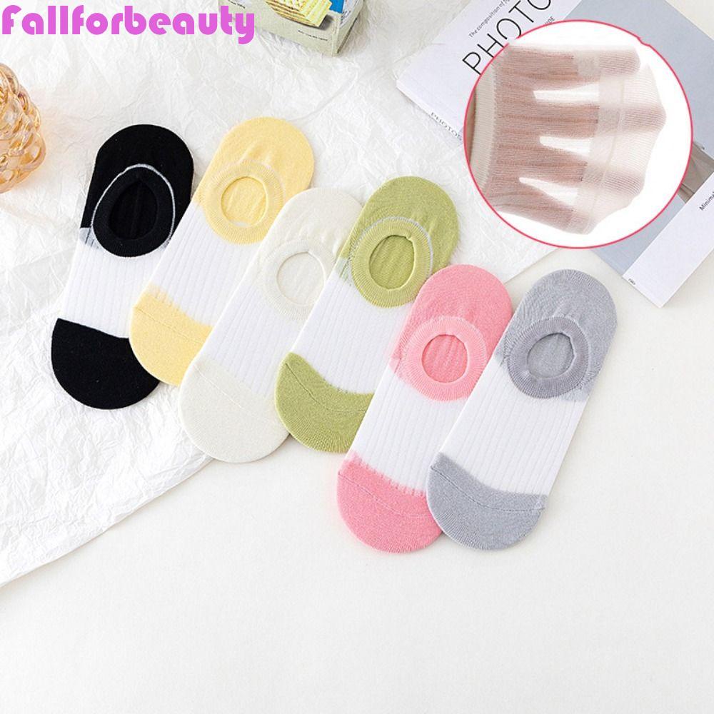 Fallforbeauty Vớ Lụa Thủy Tinh Miệng Nông Co Giãn Vô Hình Ngọt Ngào Cho Nữ
