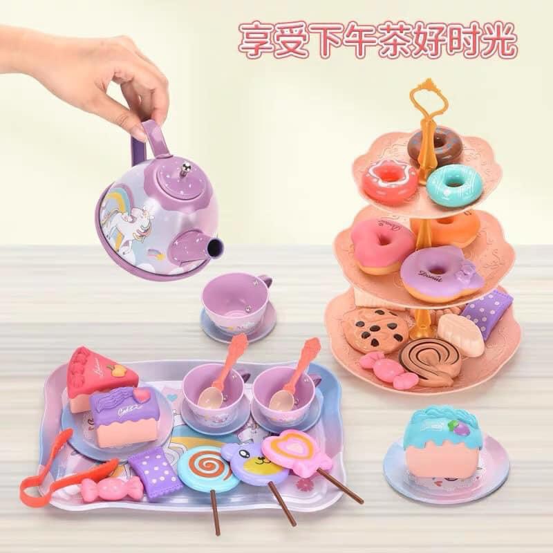 [Có sẵn] Bộ Đồ Chơi Vali Trà Bánh Có Khay Đựng Siêu Xinh Cho Bé - Tea Set 48 Chi Tiết Ngựa Pony