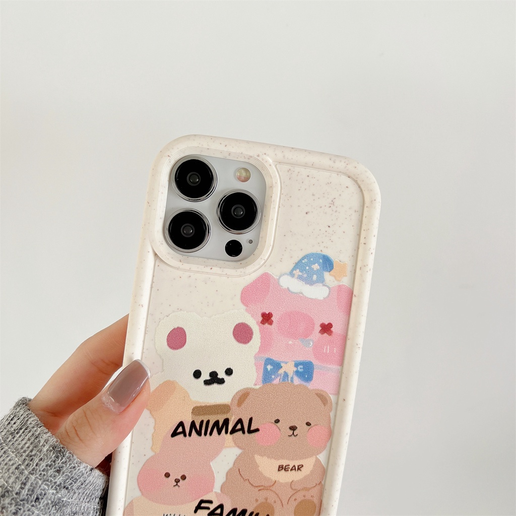 Ốp Điện Thoại PC Viền TPU Dẻo Họa Tiết Hoạt Hình Gấu / Thỏ Dễ Thương Chống Sốc Cho iPhone 14 13 12 11 PRO MAX