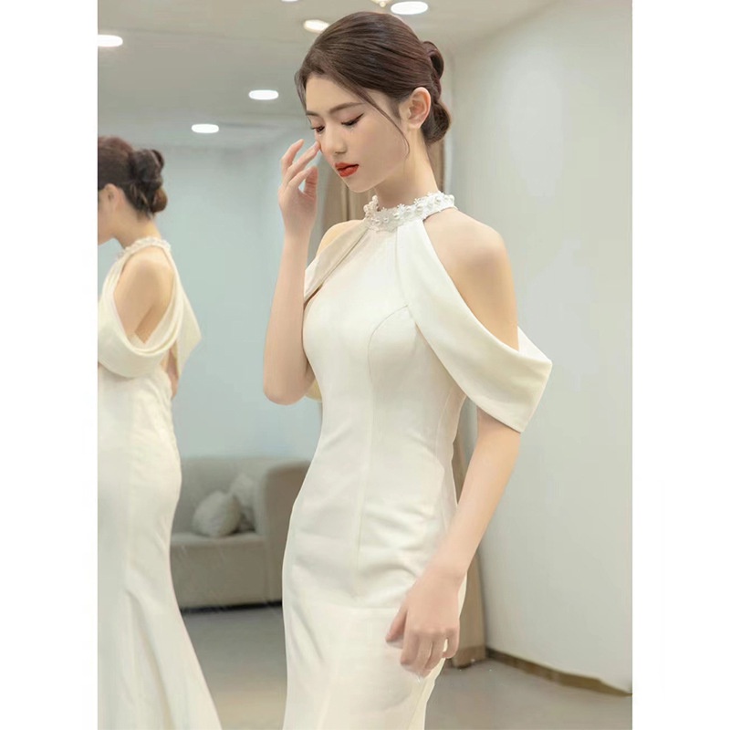 Đầm Cô Dâu Màu Trắng Trăng Mật Thiết Kế Đơn Giản Thời Trang