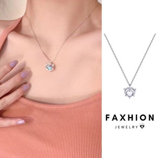 Faxhion đá mặt dây chuyền trái tim vòng cổ pha lê bạc dây chuyền choker nữ phụ kiện trang sức