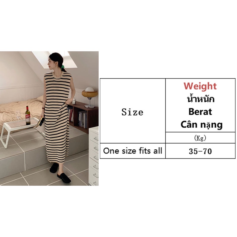 Đầm Dài Dáng Rộng Họa Tiết Kẻ Sọc Phong Cách Pháp Thời Trang Mùa Hè Cho Nữ