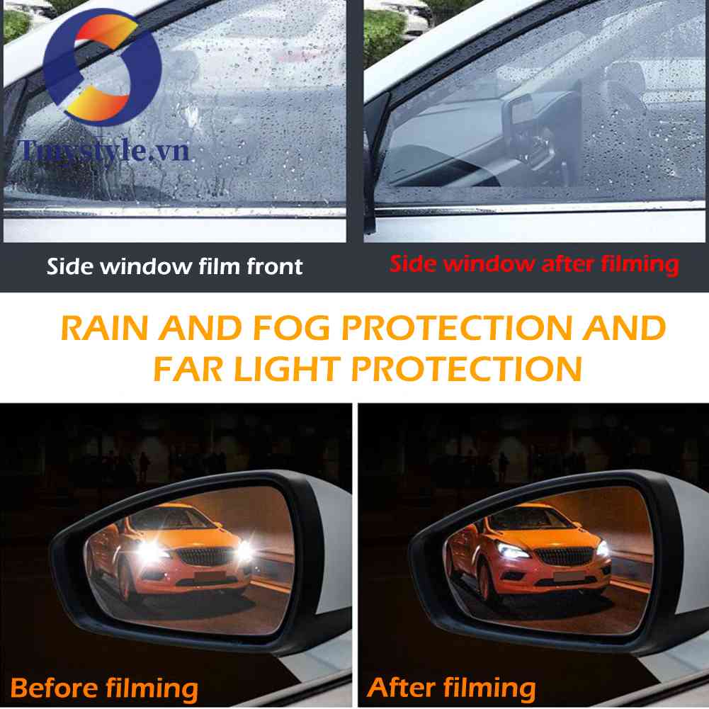 Bộ 12 Miếng Dán Kính Chiếu Hậu Chống Lóa Chống Nước Cho Xe Hơi