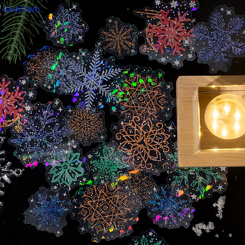 1 Set 6 Kiểu Sticker Dán Hình Bông Tuyết Bằng Nhựa PET Trang Trí Thủ Công DIY Mới