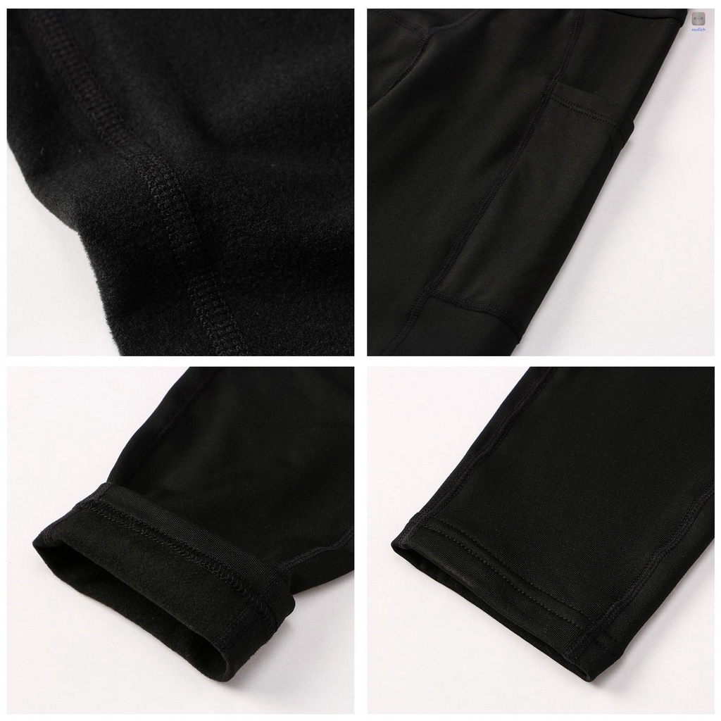 Quần Dài Thể Thao Ôm Dáng Co Giãn Giữ Ấm Có Túi Cho Nam