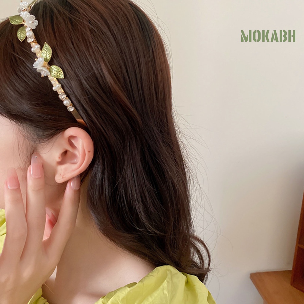 Băng Đô Mạ Vàng Đính Đá Chống Trượt Thời Trang Cho Nữ