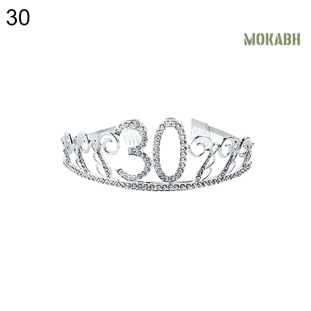 [Mok Abh] Vương Miện Số 30 / 40 / 50 Tuổi Đính Kim Cương Giả Lấp Lánh