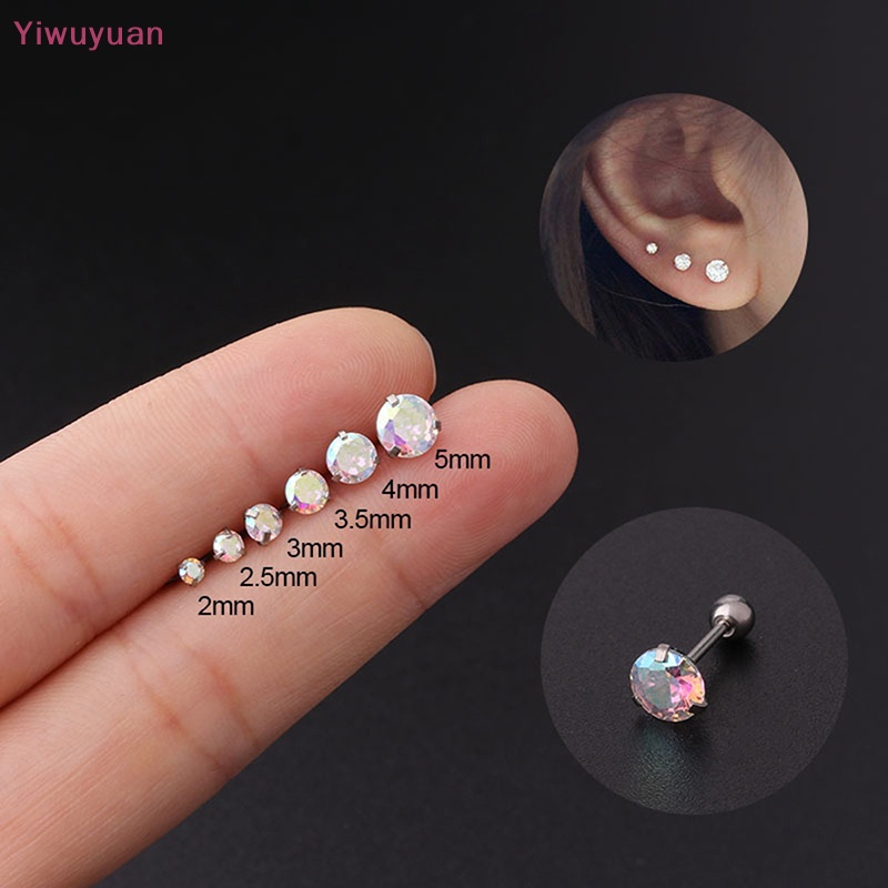 1 Khuyên Tai Xoắn Ốc Đính Đá Zircon Nhiều Màu Mới