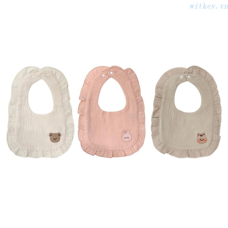 Yếm Ăn Cotton Thấm Hút Tốt Thoáng Khí Tiện Dụng Cho Bé