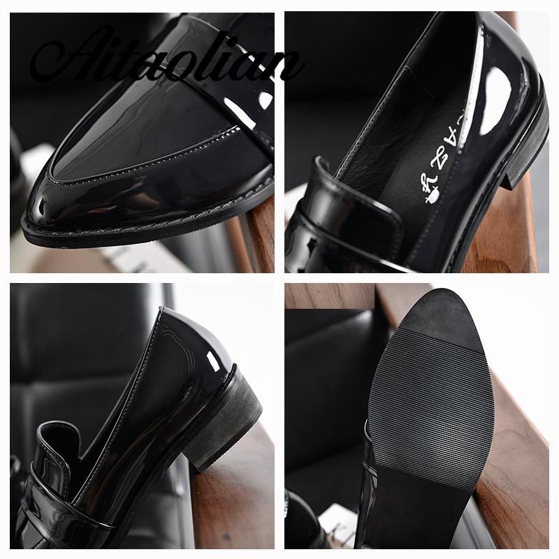 Giày Cao Gót Da Bóng Mũi Nhọn Phong Cách Hàn Quốc