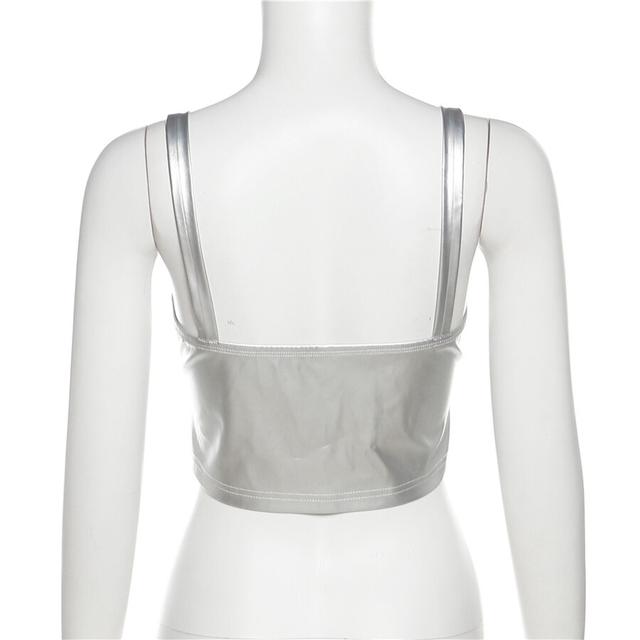 Kliou 2023 Áo Hai Dây Sát Nách Dây Đeo Mỏng Màu Trơn Có Khóa Kéo Phong Cách Hipster Đường Phố Cho Nữ