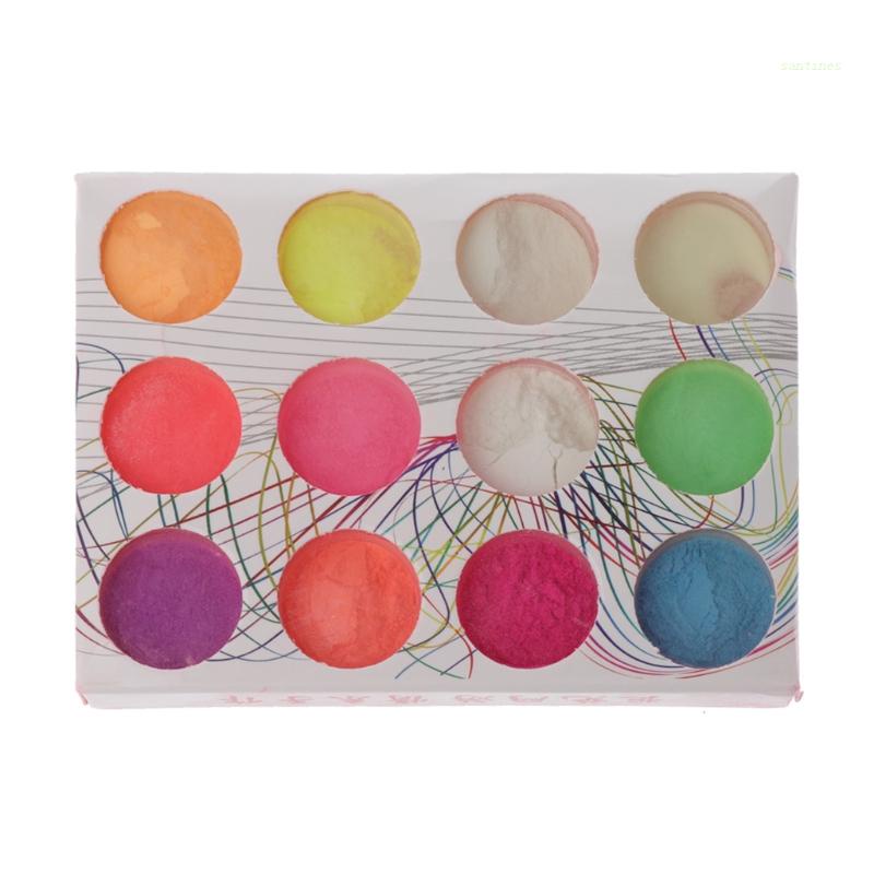 Bột Huỳnh Quang Phát Sáng Trong Đêm 12 Màu Dùng Làm Trang Sức DIY