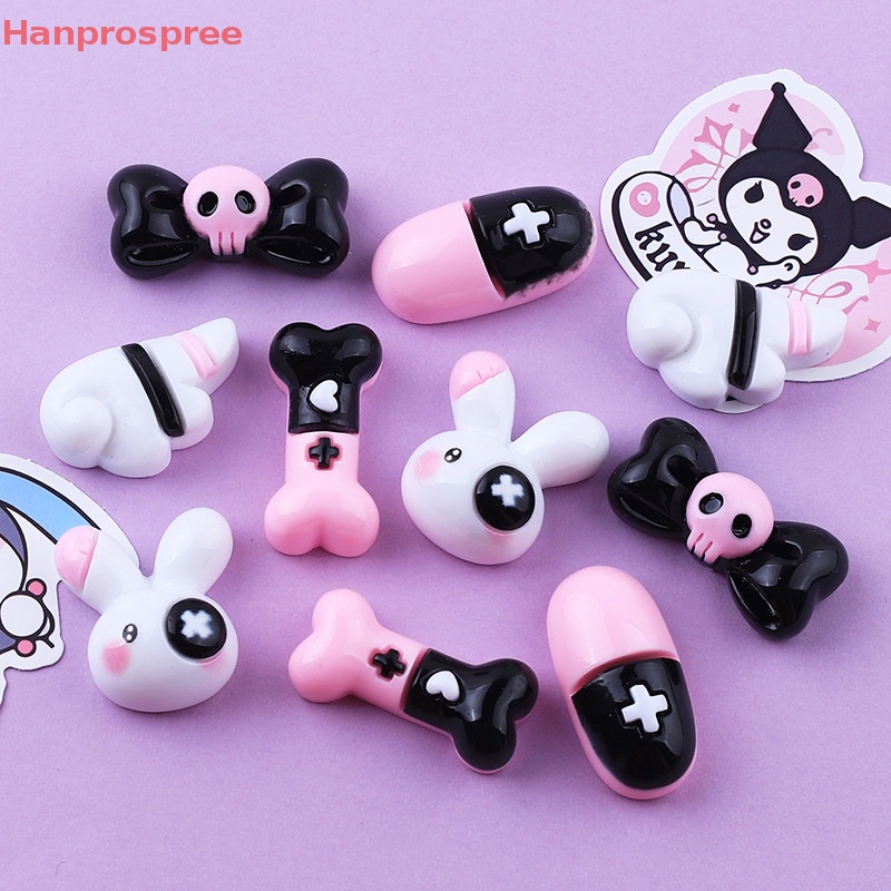 Bộ 10 Kẹp Tóc Hình Thỏ Hoạt Hình Bằng Nhựa Resin Bóng DIY