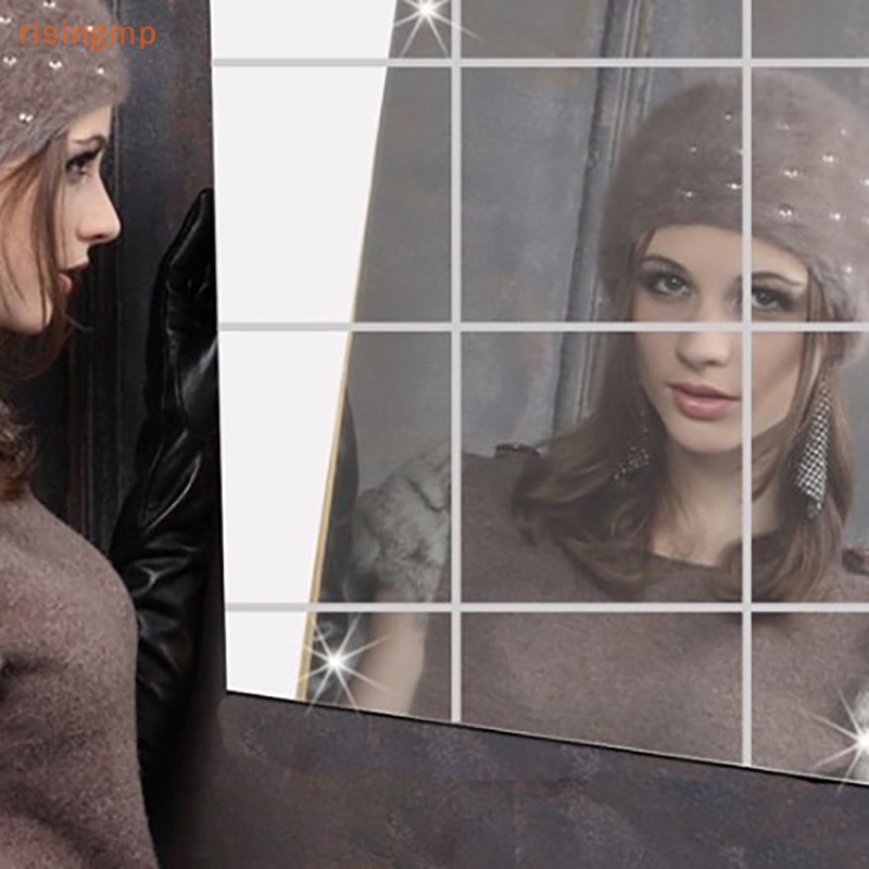 [risingmp] Đề Can Acrylic Tráng Gương Dán Tường Hình Vuông