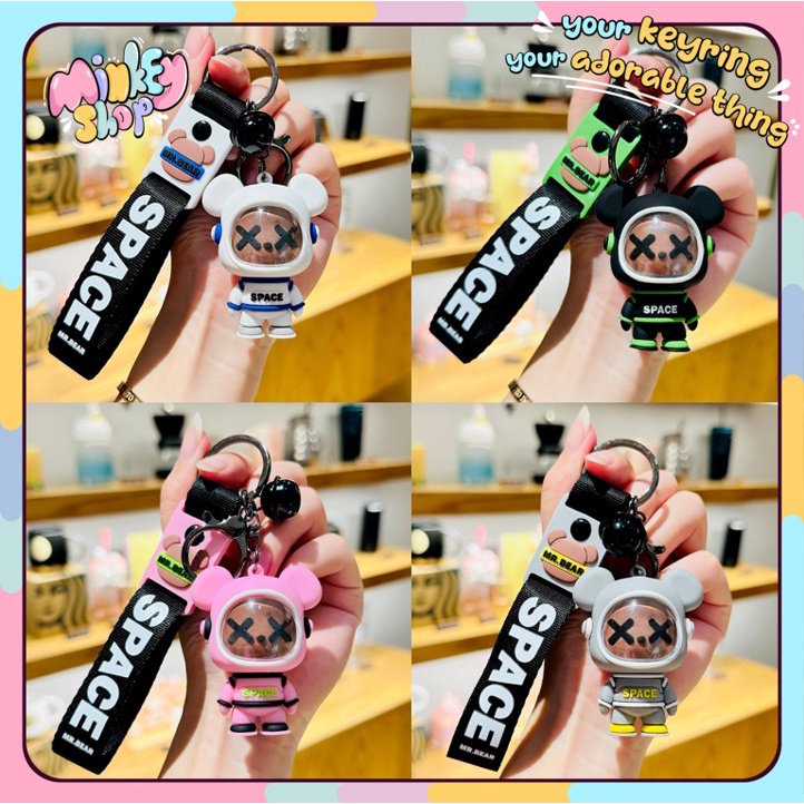 Móc khóa Gấu Space X Cute móc chìa khóa hàn quốc hottrend dễ thương phụ kiện túi xách balo -minkey