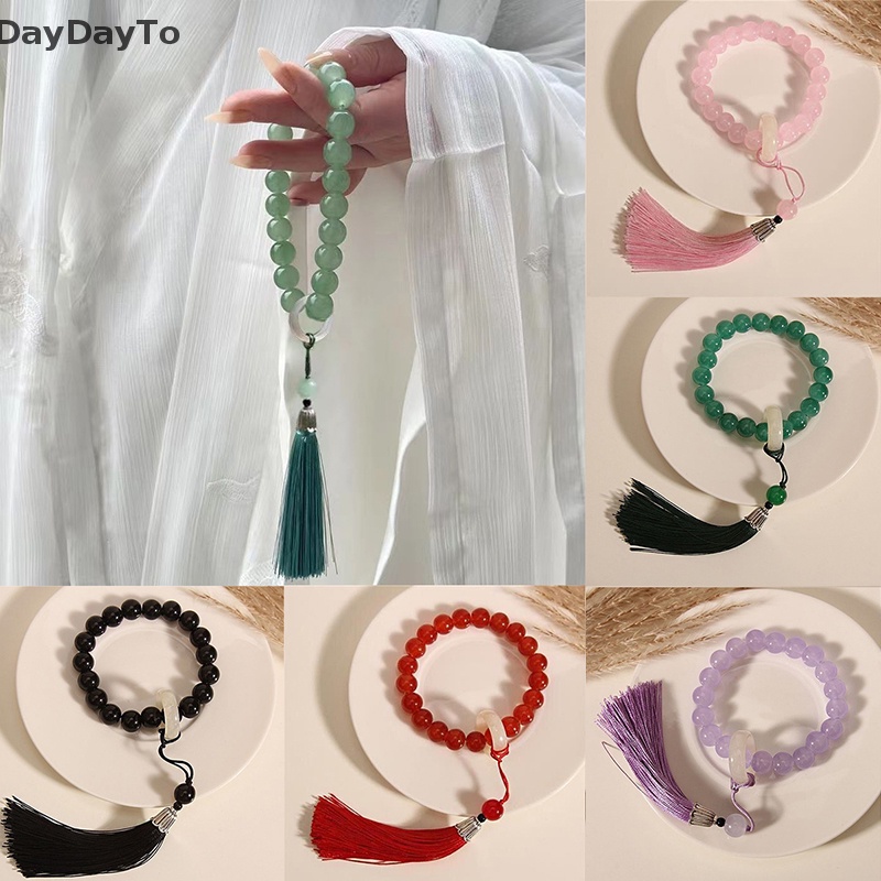 Vòng Tay Chuỗi Hạt Thủy Tinh Tự Nhiên Phối Tua Rua Phong Cách Phật Giáo Tây Tạng Cho Nam Và Nữ