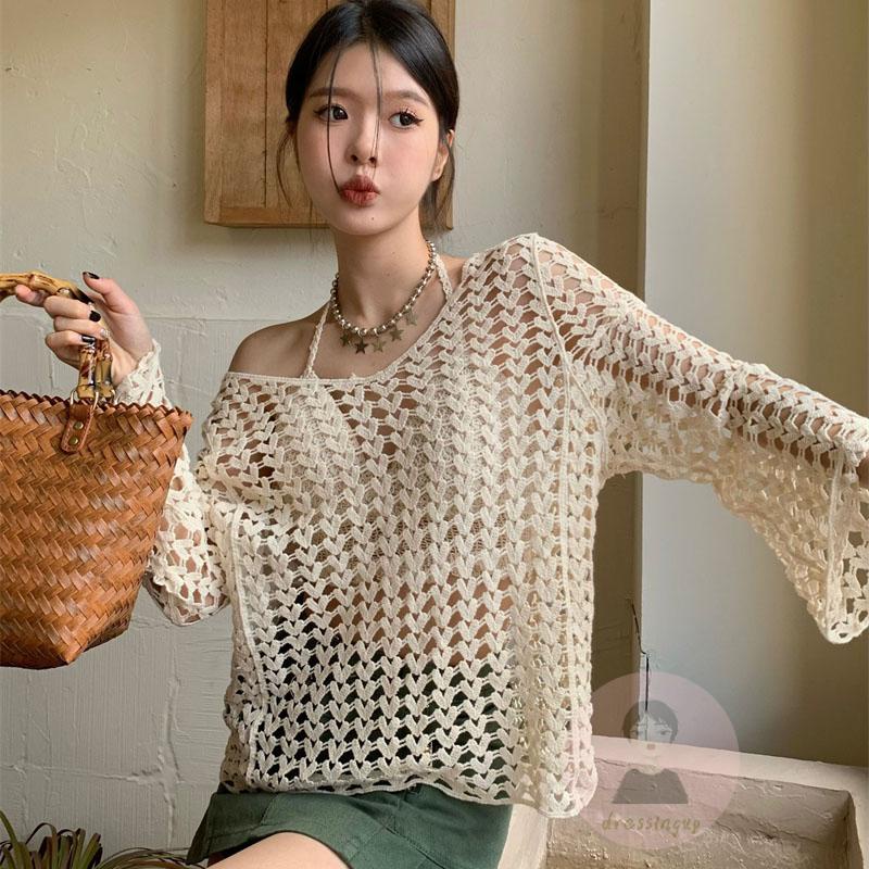 Áo Thun Dệt Kim Tay Dài Màu Sắc Thời Trang Mùa Hè Cho Nữ