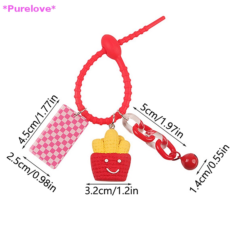 DELL Móc Chìa Khóa Hình Hamburger / Khoai Tây Chiên / Ngôi Sao / Mặt Trăng Xinh Xắn Mới