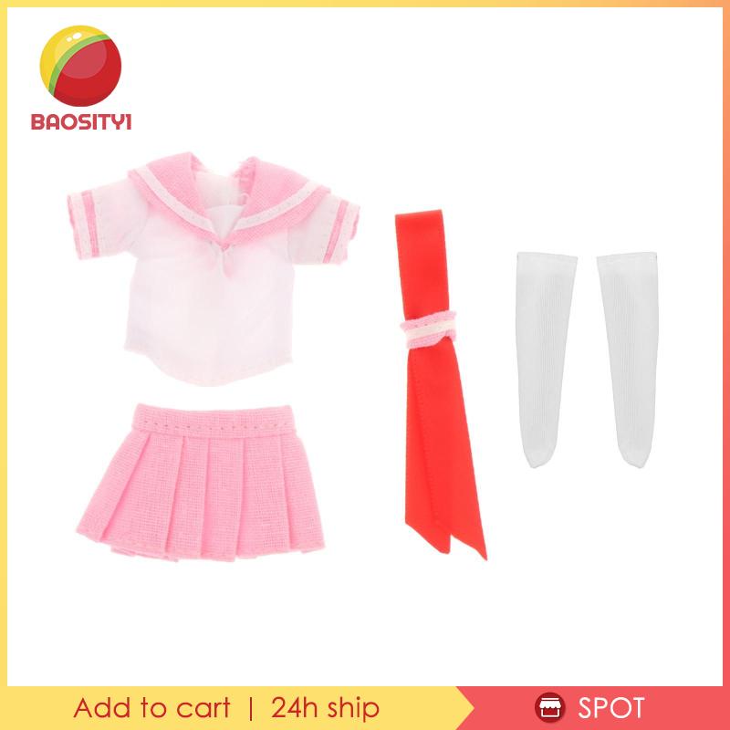 [Baosity 1] Bộ Đồng Phục Nữ Sinh Màu Hồng Dành Cho Búp Bê 6 &quot;Tỷ Lệ 1 / 12
