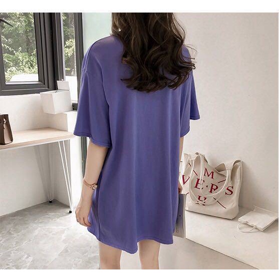 Áo Thun Ngắn Tay Dáng Rộng Xẻ Tà Thời Trang Mùa Hè Cho Nữ