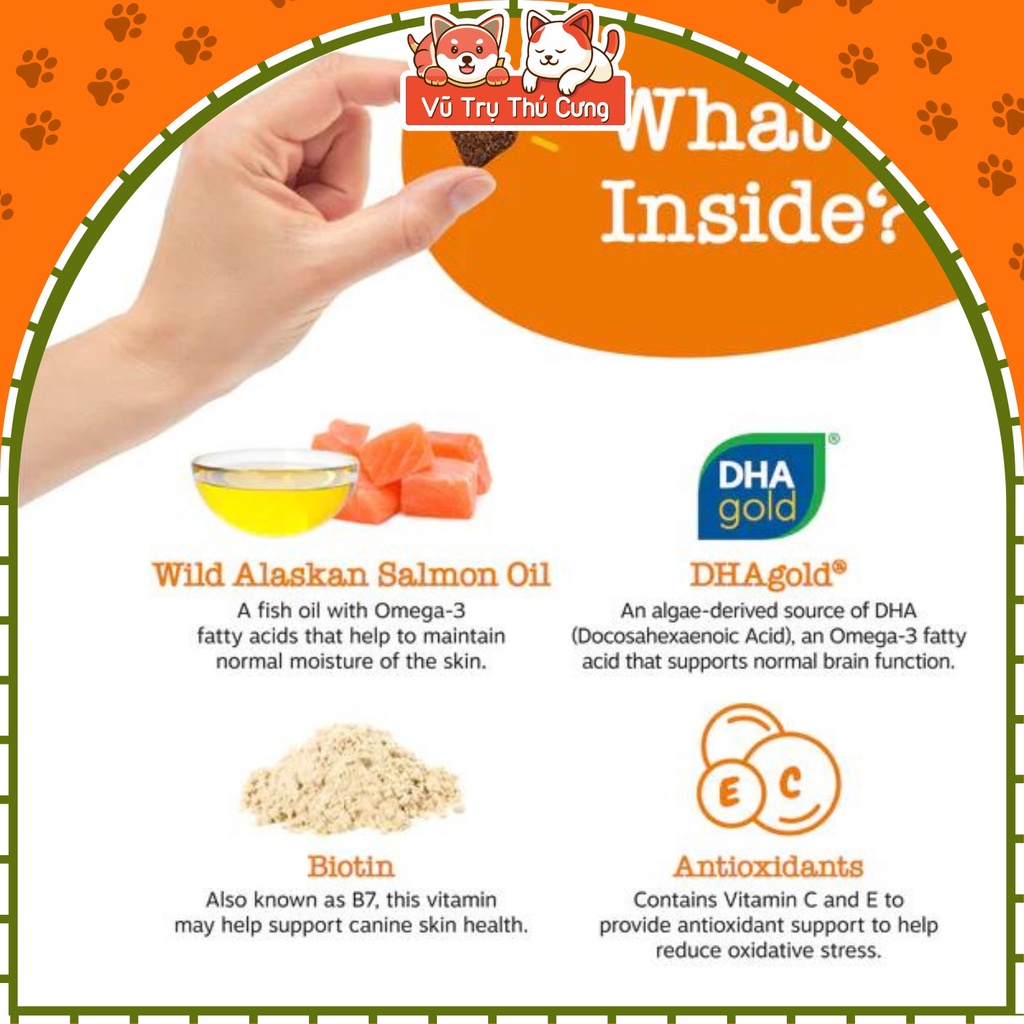 Vitamin dưỡng lông, chăm sóc sức khỏe cho chó Omega Zesty Paws Mỹ