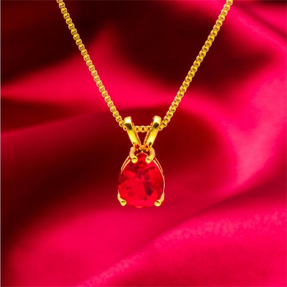 Dây Chuyền Mạ Vàng 24K Mặt Hình Trái Tim Đính Đá Quý Nhân Tạo Thời Trang Dành Cho Nữ