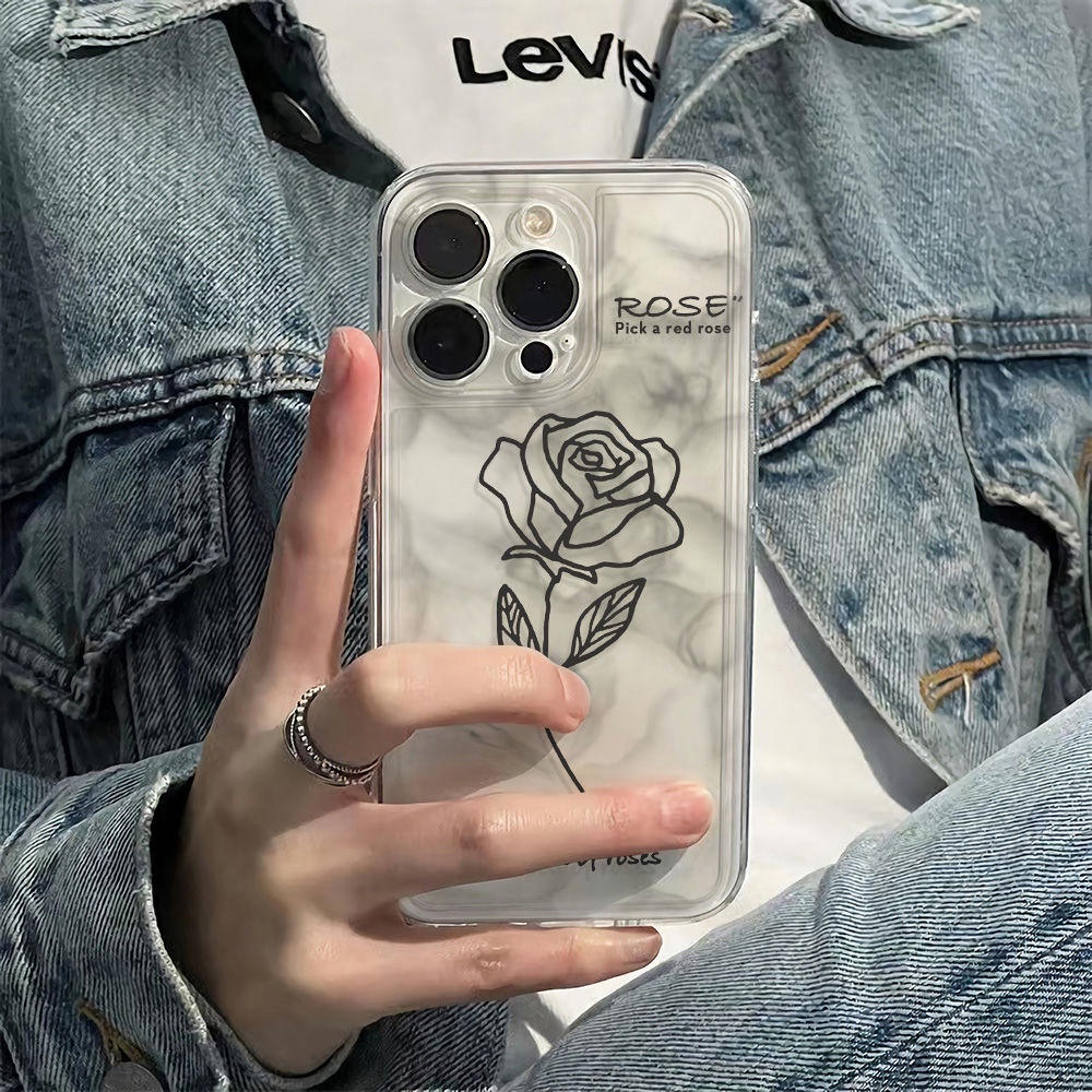 ✅Ốp Điện Thoại Chống Sốc Họa Tiết Hoa Hồng Đơn Giản Cho iPhone 6In7813Plus121114Găng Tay UECY Mềm Mại Chuyên Nghiệp