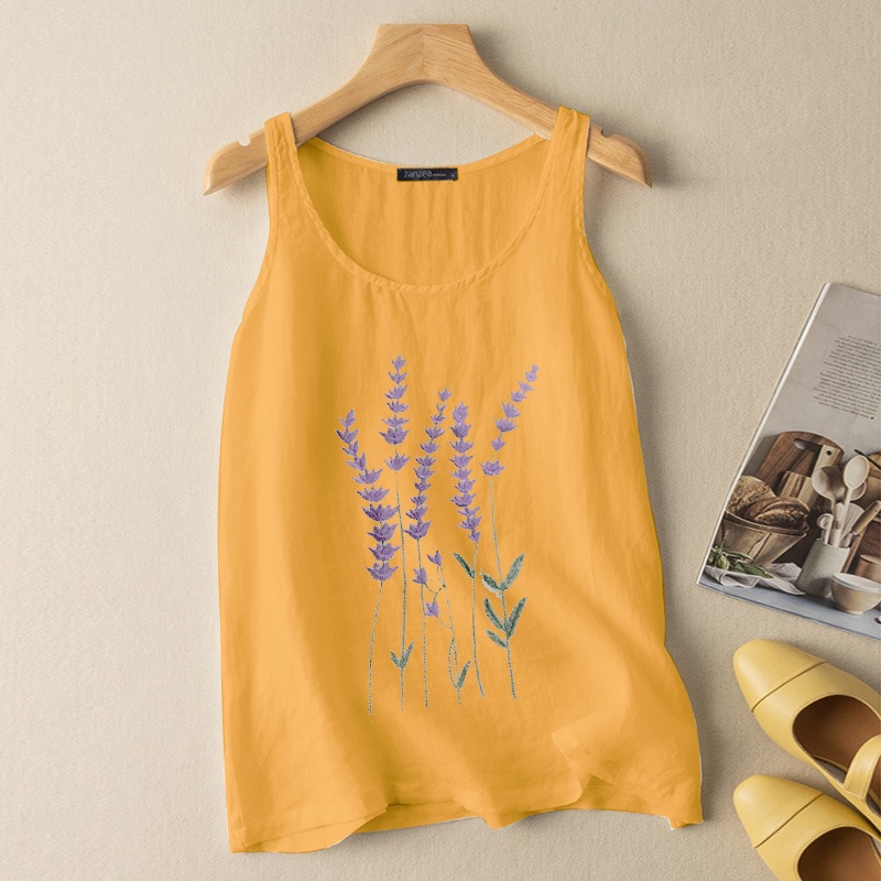 Zanzea Áo Tank Top Cổ Tròn Không Tay Thêu Hoa Thời Trang Nữ