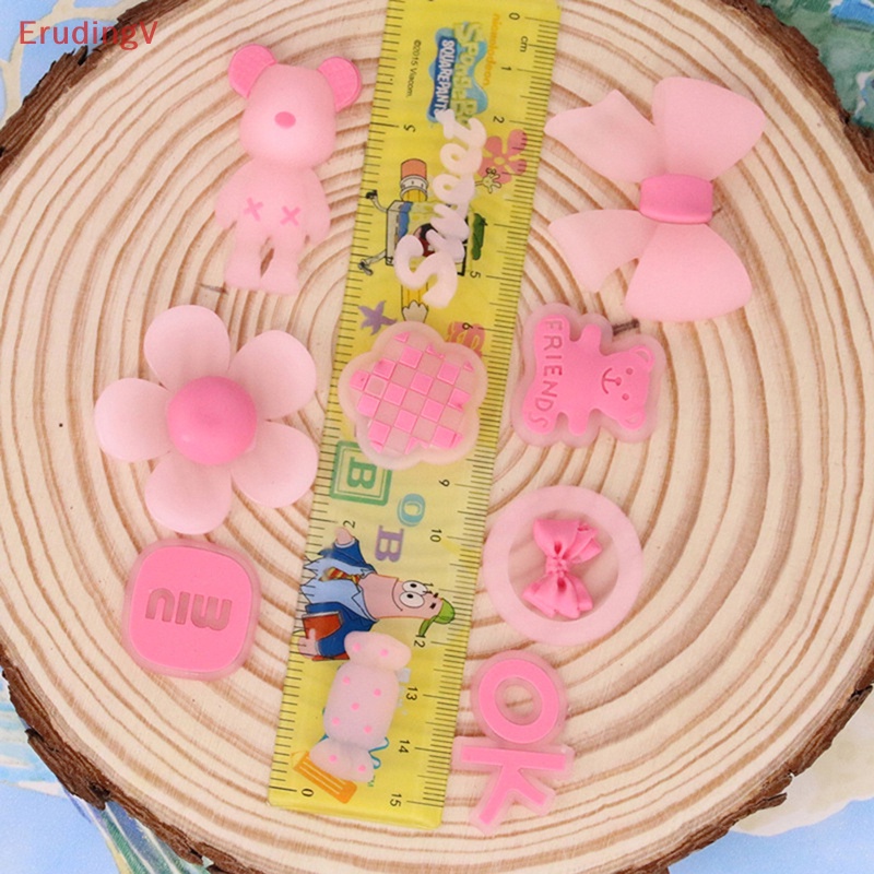 [ErudingV] Bộ 5 Miếng Dán Trang Trí Ốp Điện Thoại Bằng PVC Mềm Họa Tiết Hoạt Hình Màu Hồng Dạ Quang DIY