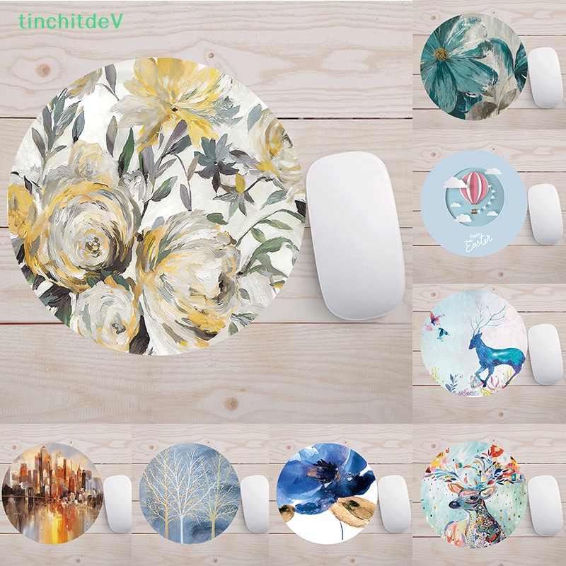 Thảm Lót Chuột Chơi Game Hình Tròn 20CM Chống Trượt In Họa Tiết Hoạt Hình Dễ Thương