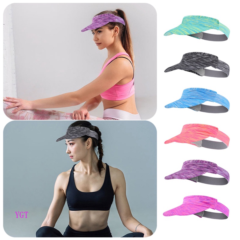 Ygt Mũ Lưỡi Trai Hở Chóp Vải Lụa Lạnh Nhanh Khô Màu Nhuộm Đơn Giản Thời Trang Đi Biển Mùa Hè Cho Nữ