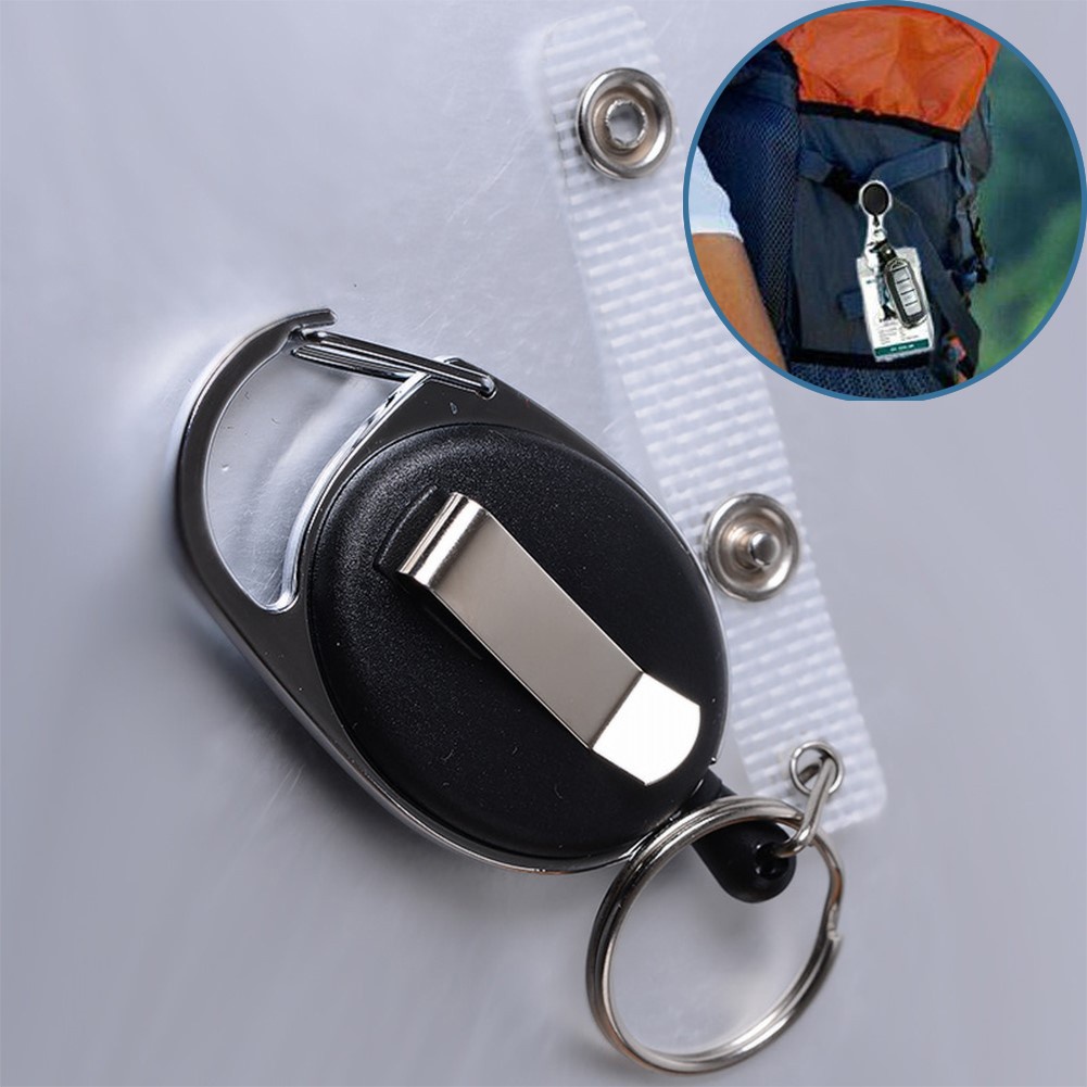 1 Móc Khóa Gắn Dây Thắt Lưng Có Thể Thu Gọn Màu Đen