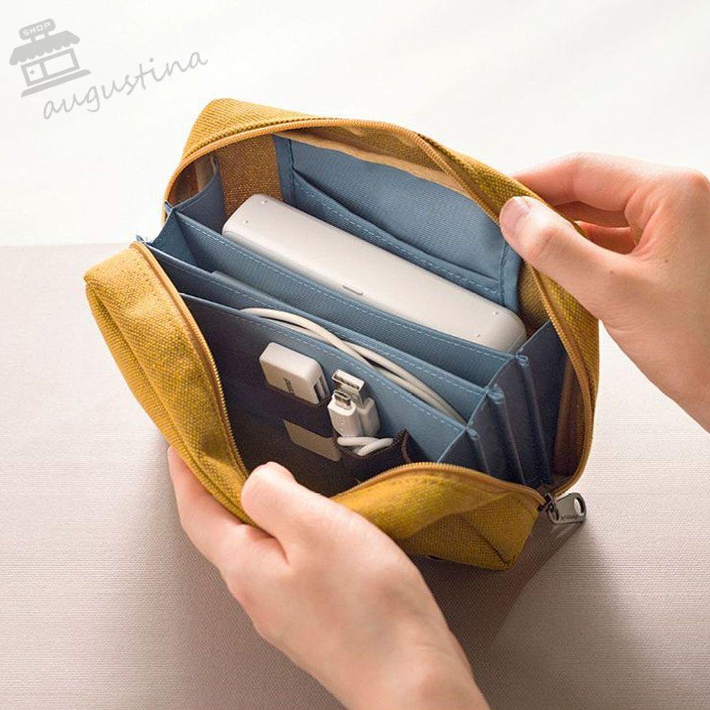 Augustina Túi Đựng Sổ Tay Bằng Nylon Cotton Có Khóa Kéo Di Động Tiện Dụng Cho Trường Học / Văn Phòng