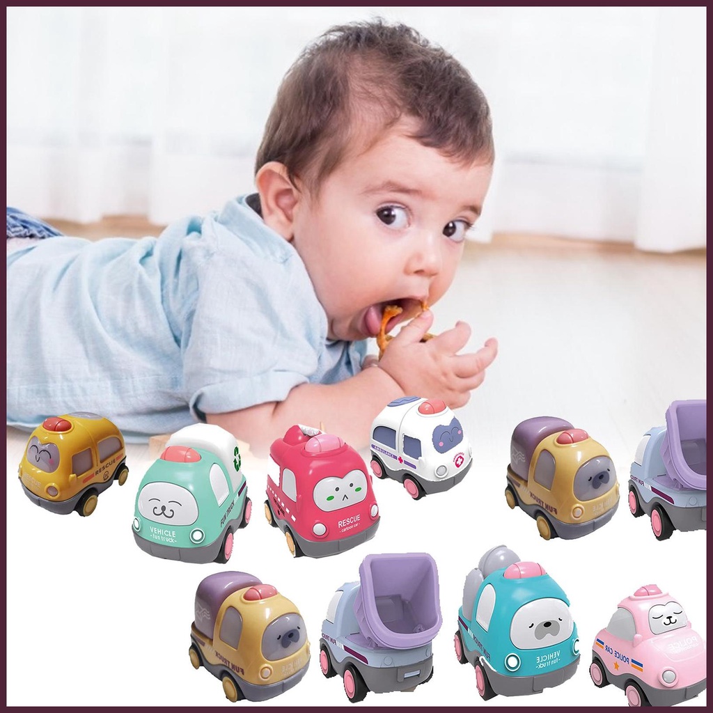 Bộ 12 Xe Đẩy Và Go Đồ Chơi Ma Sát Họa Tiết Hoạt Hình Dễ Thương Cho Bé Trai Và Gái