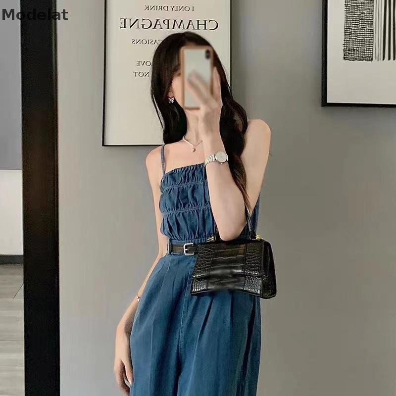 Mfc Jumpsuit Denim Dáng Rộng Đơn Giản Dễ Phối Đồ Mùa Hè Phổ Biến Cho Nữ Giới