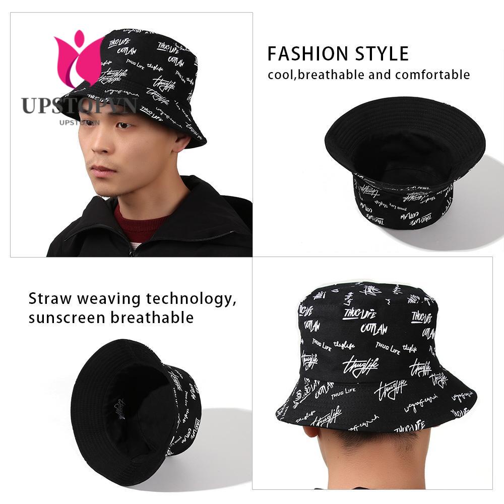 Mũ Bucket Hai Mặt Chất Liệu Cotton Phong Cách Hip Hop Cá Tính