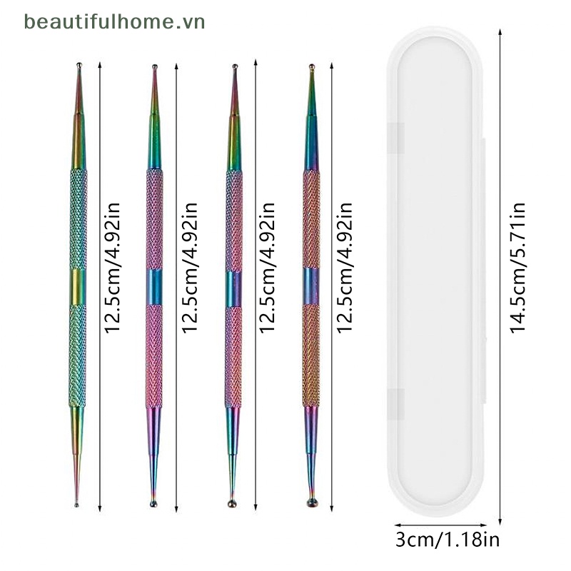 Bộ 4 Bút Vẽ Móng Nghệ Thuật Hai Đầu Chuyên Nghiệp